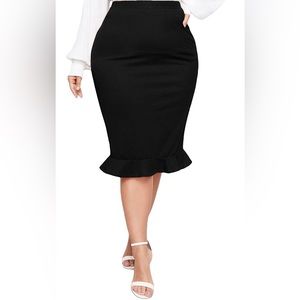 Ruffle Fishtail Pencil Skirt